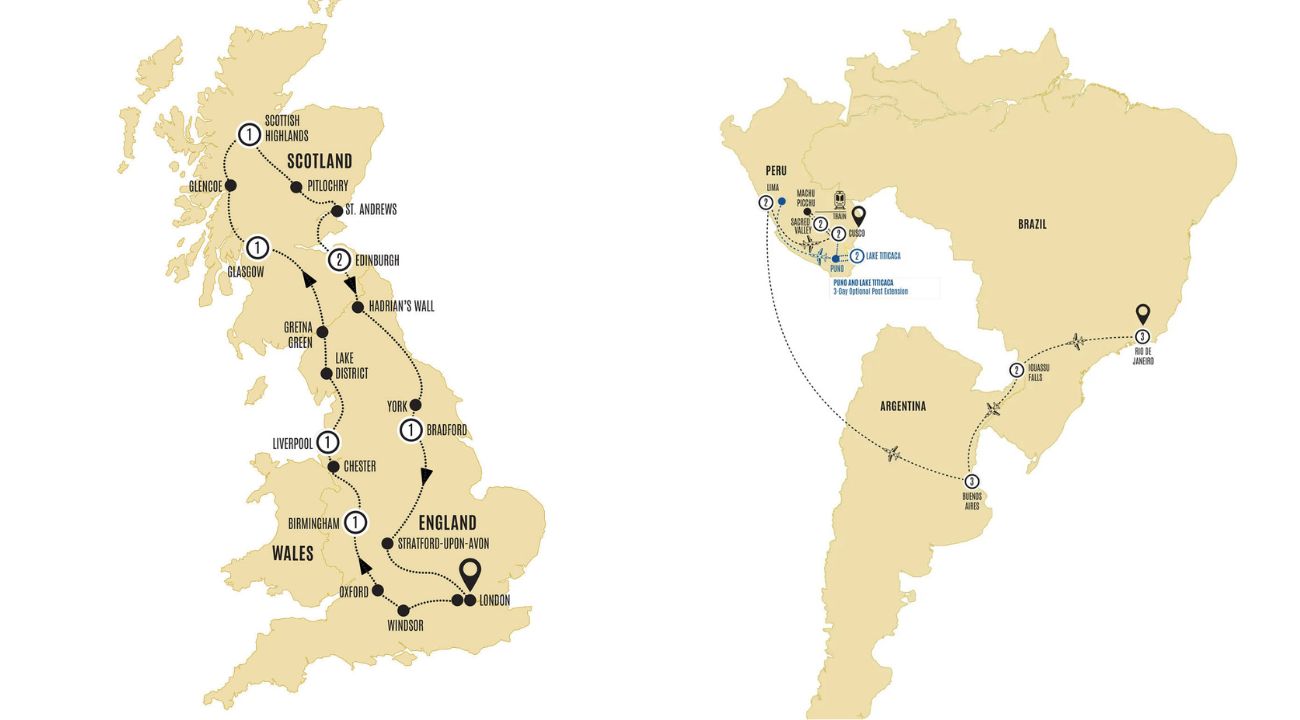 Side-by-side example tour itineraries showing structured daily travel plans