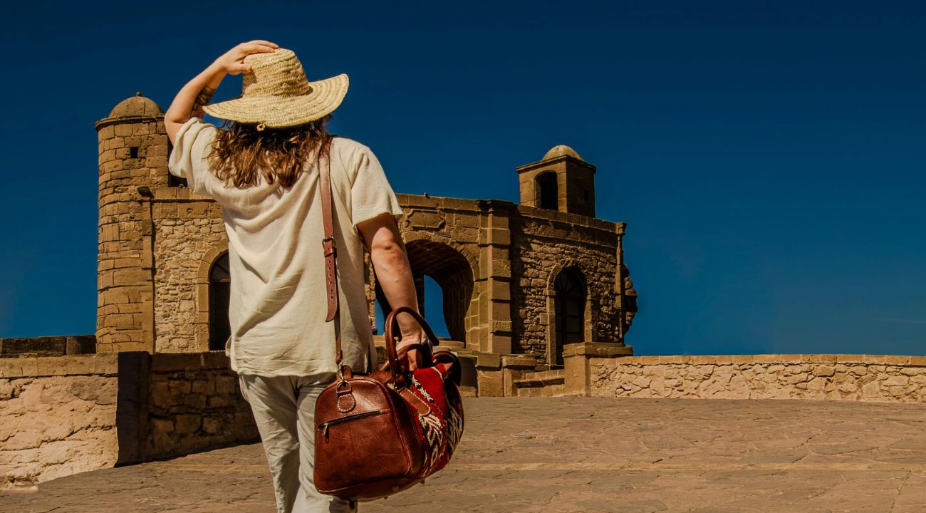 woman walking confidently and looking relaxed