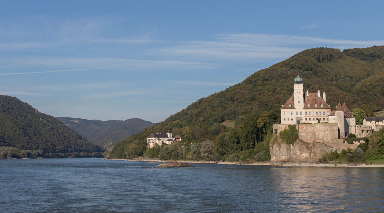 Danube River flowing through Melk in Austria