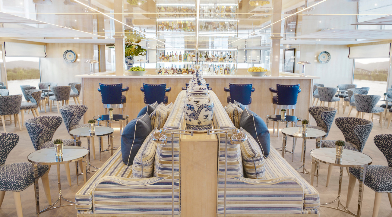 Elegant lounge area on a cruise ship