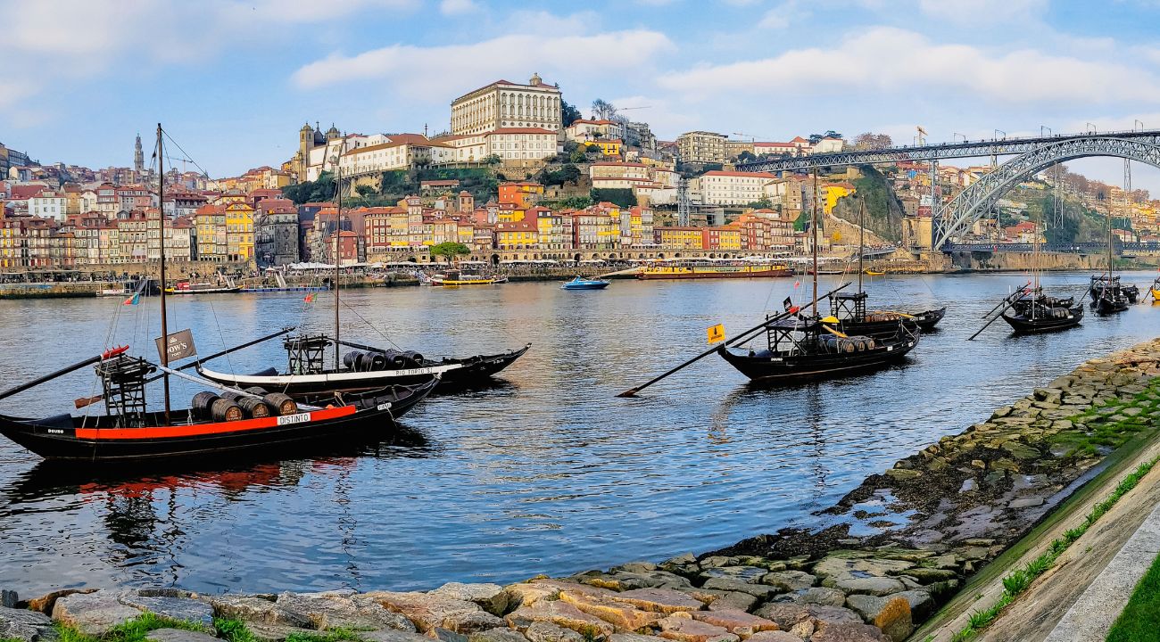 Douro River in Porto Portugal, known for wine and scenic touring holidays