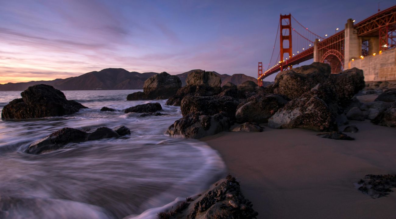 Golden Gate Bridge at sunset in San Francisco, a highlight of USA touring holidays