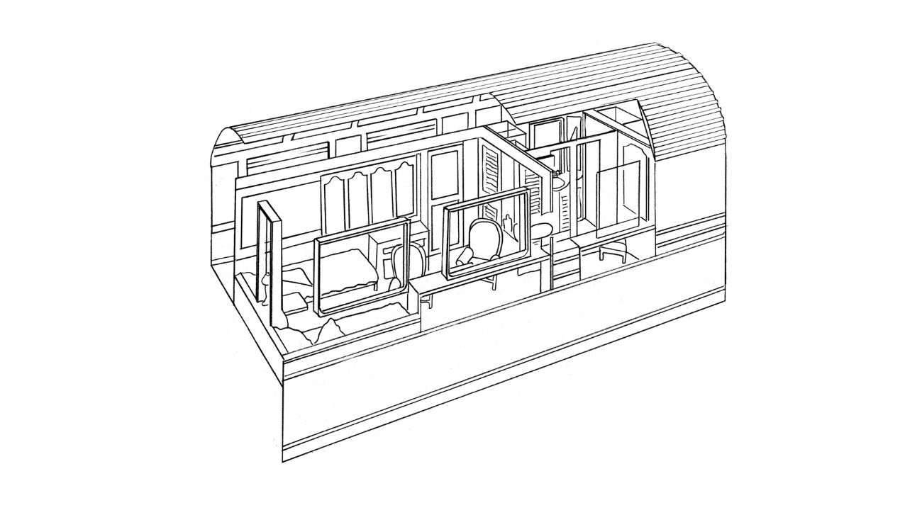 Layout plan showing train cabin design and onboard space configuration