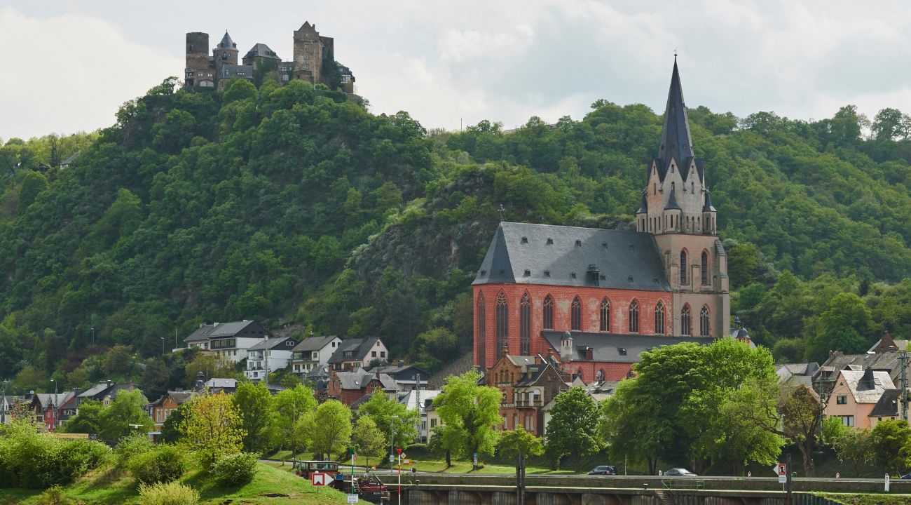 River cruise view of Oberwesel in Germany along the Rhine river